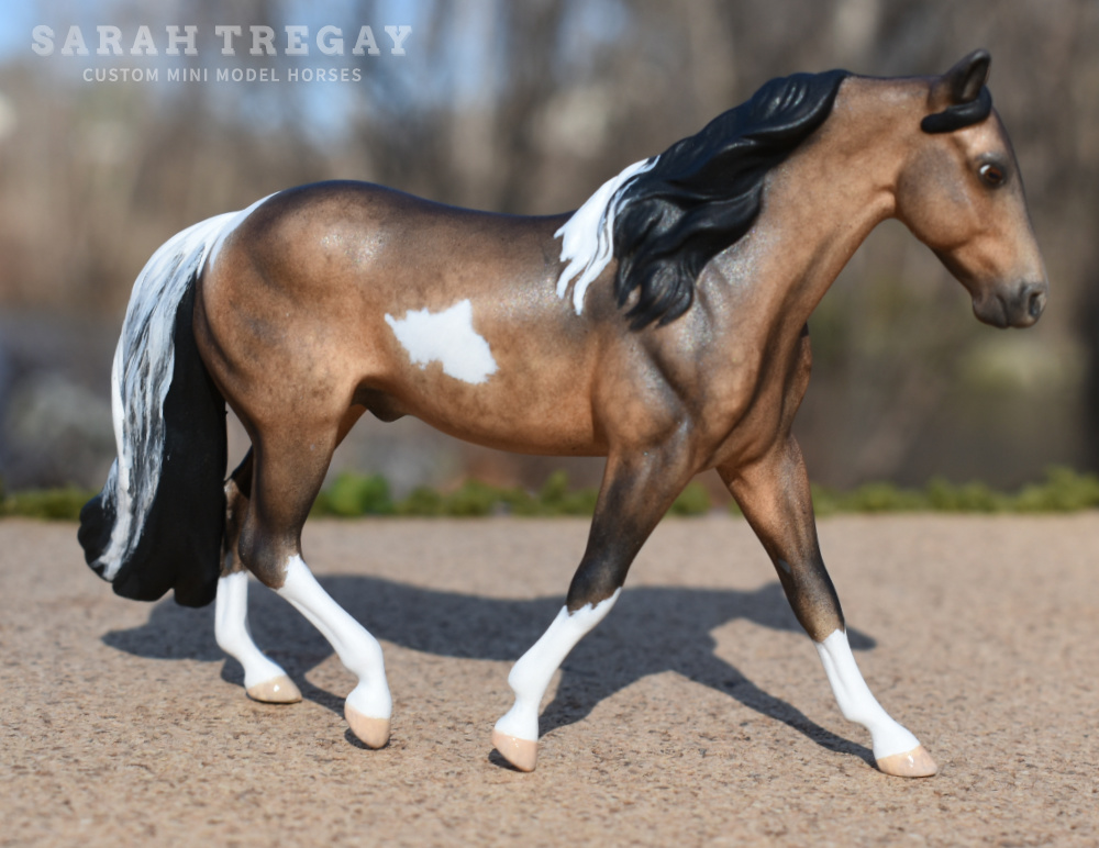 CM dapple bay pinto by Sarah Tregay, a Custom Mini/ Stablemate Model Horse