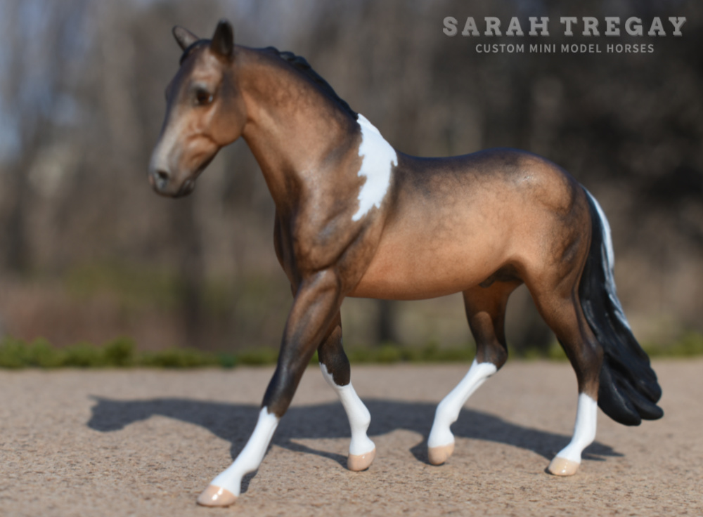 CM dapple bay pinto by Sarah Tregay, a Custom Mini/ Stablemate Model Horse