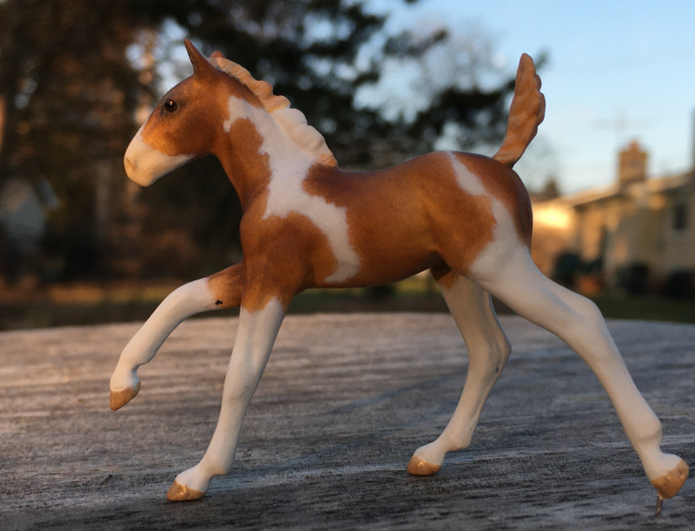 CM Breyer by Sarah Tregay, a Custom Mini/ Breyer Stablemate Model Horse to Pinto sporthorse or warmblood filly in sorrel pinto