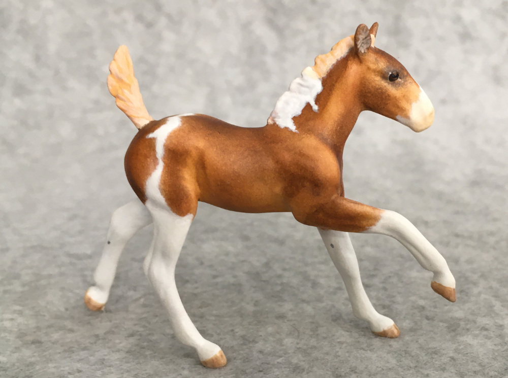 CM Breyer by Sarah Tregay, a Custom Mini/ Breyer Stablemate Model Horse to Pinto sporthorse or warmblood filly in sorrel pinto